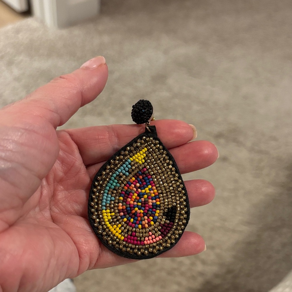 Beaded Teardrop Statement Earrings - Multicolor - Picture 3 of 3